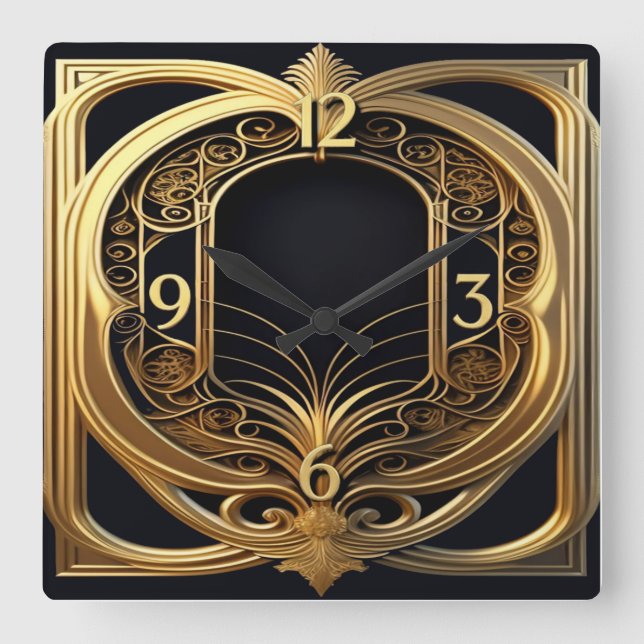 Reloj Cuadrado Art Deco Elegant (Anverso)