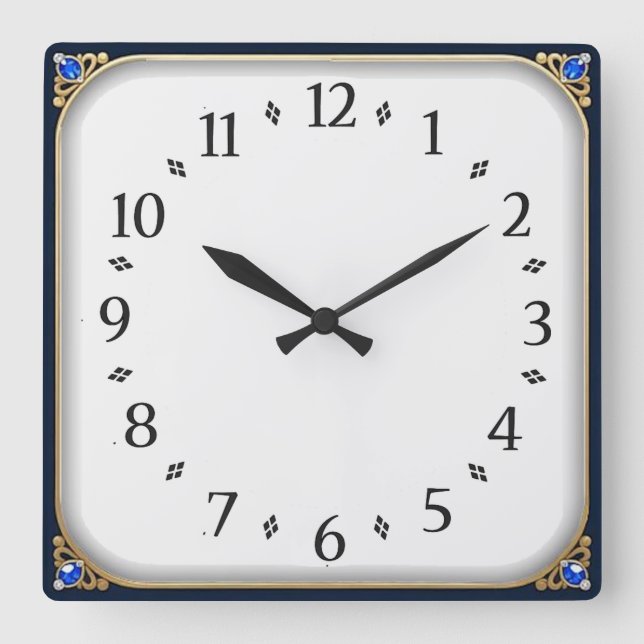 Reloj Cuadrado Art Deco Elegant Blue (Anverso)