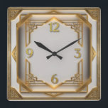 Reloj Cuadrado Art Deco Elegant Gold<br><div class="desc">Great clock design. You will love it like others. Be free to use this design for other product you like or to customize and add your text. Follow me for more. Thank you. Have a nice day.</div>