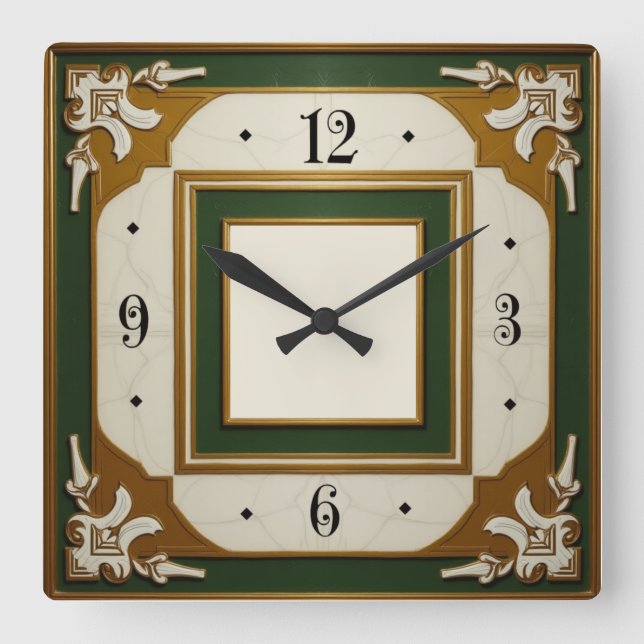 Reloj Cuadrado Art Déco Elegante (Anverso)