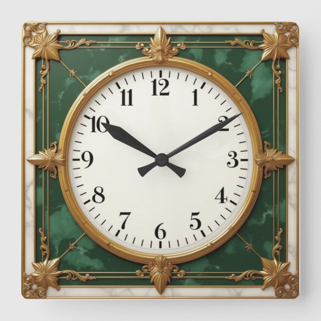 Reloj Cuadrado Art Deco Elegante (Anverso)
