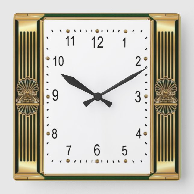 Reloj Cuadrado Art Deco Elegante (Anverso)