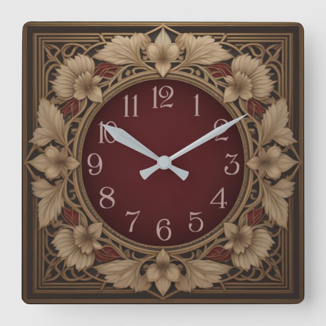 Reloj Cuadrado Art Deco elegante (Anverso)
