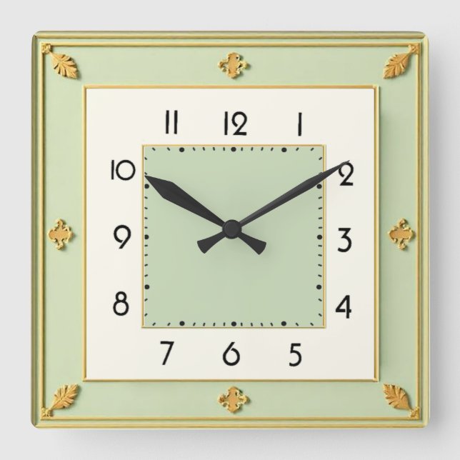 Reloj Cuadrado Art Deco Elegante (Anverso)