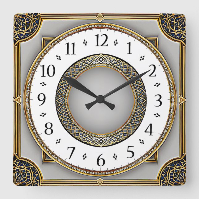 Reloj Cuadrado Art Deco Elegante (Anverso)