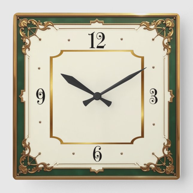 Reloj Cuadrado Art Deco Elegante (Anverso)