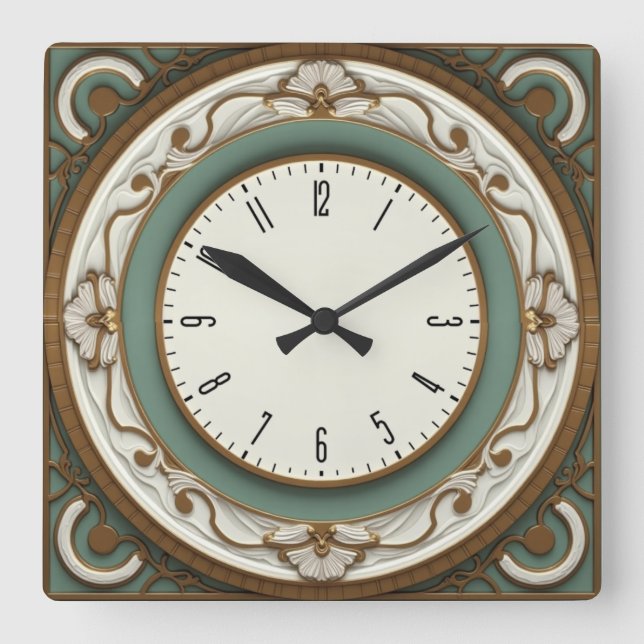 Reloj Cuadrado Art Déco Elegante (Anverso)