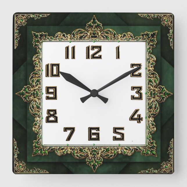 Reloj Cuadrado Art Deco Elegante (Anverso)