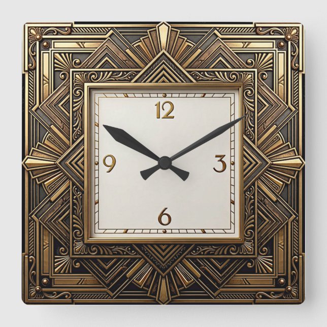 Reloj Cuadrado Art Deco Elegante (Anverso)