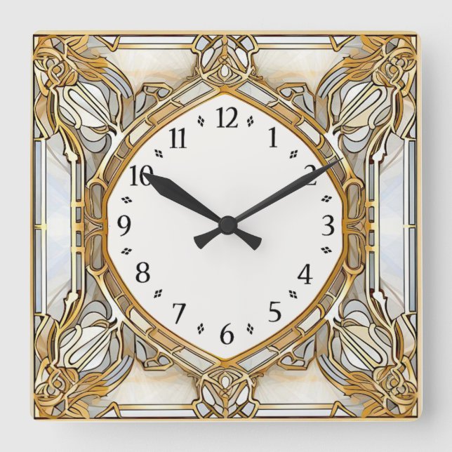 Reloj Cuadrado Art Deco Elegante  (Anverso)