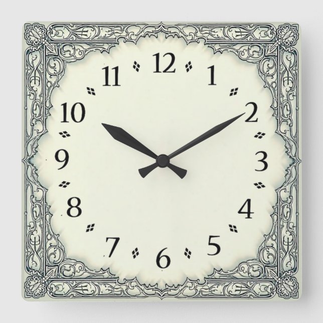 Reloj Cuadrado Art Deco Elegante (Anverso)