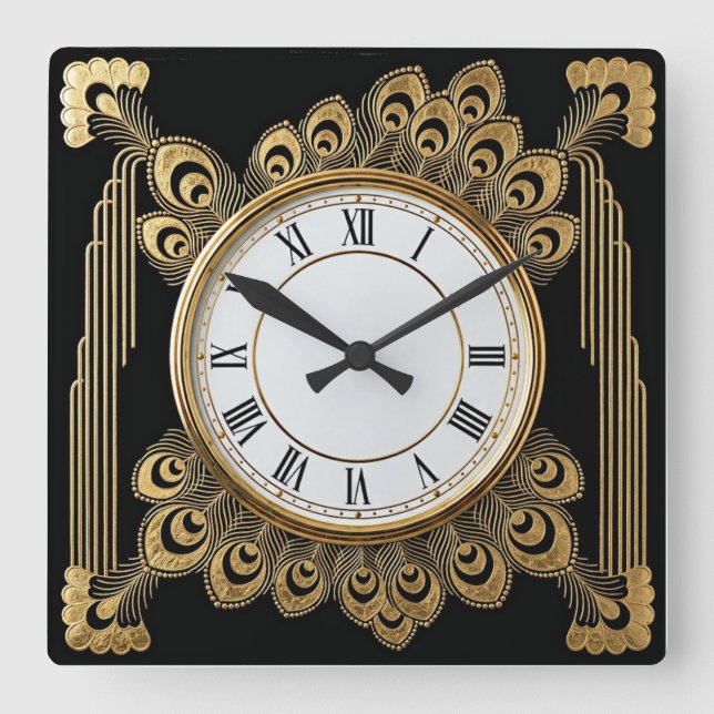 Reloj Cuadrado Art Deco Elegante (Anverso)