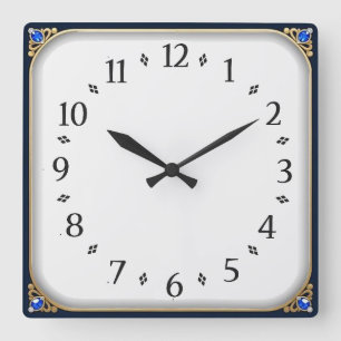 Reloj Cuadrado Art Deco Elegante Azul