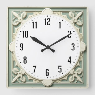 Reloj Cuadrado Art Deco Elegante Blanco