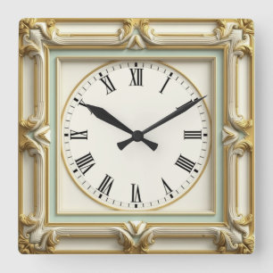 Reloj Cuadrado Art Deco Elegante Blanco