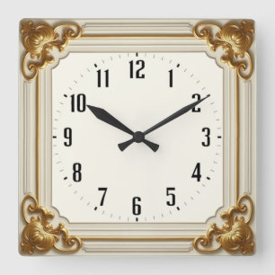 Reloj Cuadrado Art Deco Elegante Blanco
