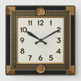 Reloj Cuadrado Art Deco Elegante Negro