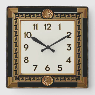 Reloj Cuadrado Art Deco Elegante Negro