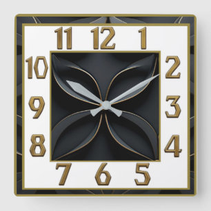 Reloj Cuadrado Art Déco Elegante Negro