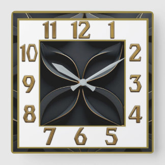 Reloj Cuadrado Art Déco Elegante Negro