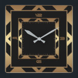 Reloj Cuadrado Art Deco elegante negro y oro<br><div class="desc">Gran diseño de reloj. Te encantará como a otros. Tenga la libertad de usar este diseño para otro producto que desee o para el personalizar y agregue su texto. Sígueme por más. Gracias. Que tengas un buen día.</div>