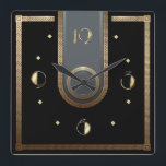 Reloj Cuadrado Art Deco elegante negro y oro<br><div class="desc">Gran diseño de reloj. Te encantará como a otros. Tenga la libertad de usar este diseño para otro producto que desee o para el personalizar y agregue su texto. Sígueme por más. Gracias. Que tengas un buen día.</div>