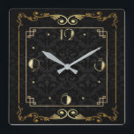 Reloj Cuadrado Art Deco elegante negro y oro<br><div class="desc">Gran diseño de reloj. Te encantará como a otros. Tenga la libertad de usar este diseño para otro producto que desee o para el personalizar y agregue su texto. Sígueme por más. Gracias. Que tengas un buen día.</div>