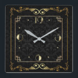 Reloj Cuadrado Art Deco elegante negro y oro<br><div class="desc">Gran diseño de reloj. Te encantará como a otros. Tenga la libertad de usar este diseño para otro producto que desee o para el personalizar y agregue su texto. Sígueme por más. Gracias. Que tengas un buen día.</div>