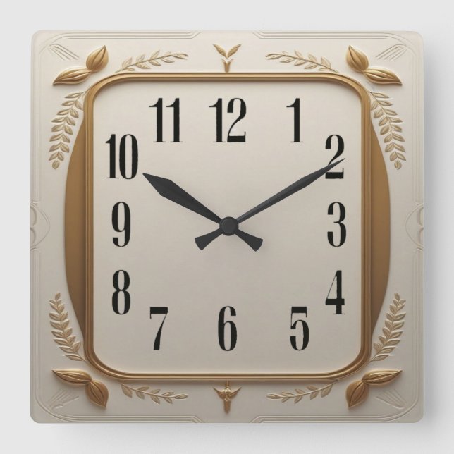 Reloj Cuadrado Art Deco Elegante Oro (Anverso)