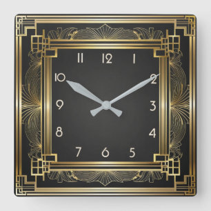 Reloj Cuadrado Art Deco Elegante Oro