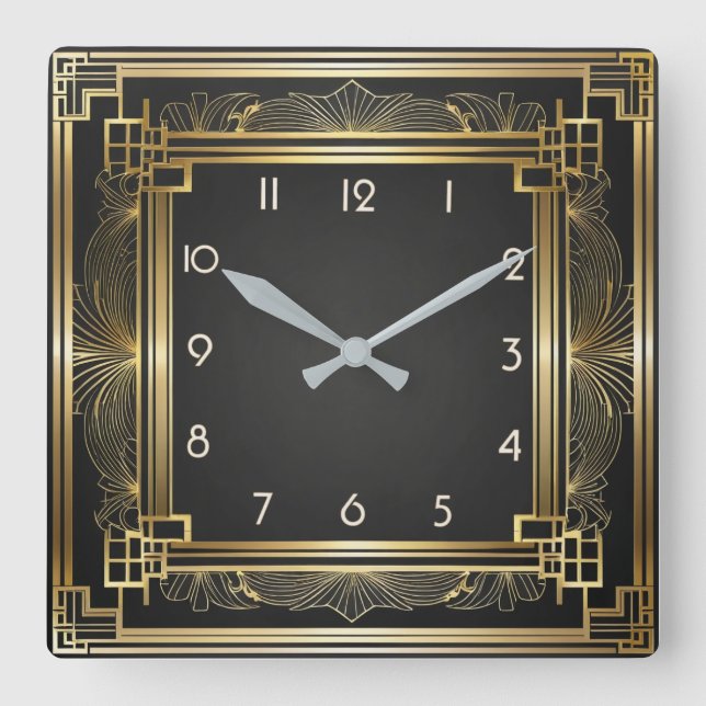 Reloj Cuadrado Art Deco Elegante Oro (Anverso)