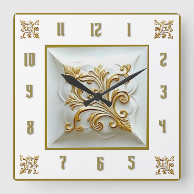 Reloj Cuadrado Art Deco Elegante Oro (Anverso)