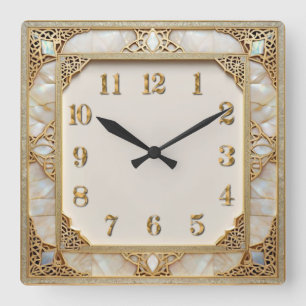 Reloj Cuadrado Art Deco Elegante Oro
