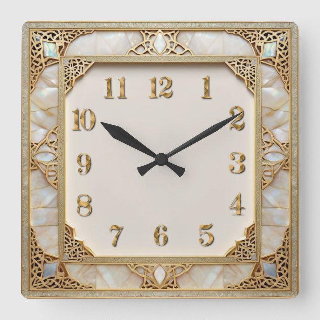 Reloj Cuadrado Art Deco Elegante Oro (Anverso)