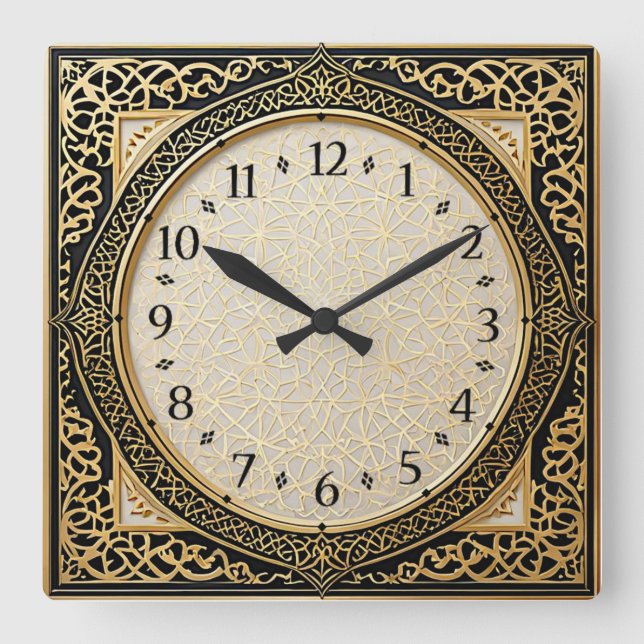 Reloj Cuadrado Art Deco Elegante Oro (Anverso)