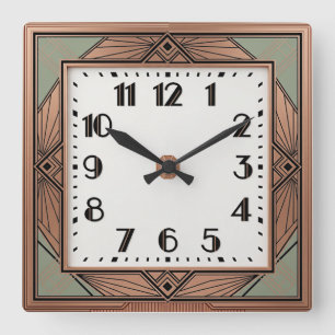 Reloj Cuadrado Art Deco Elegante Rosa