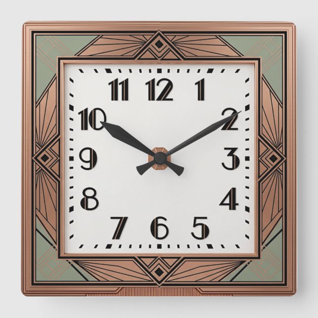 Reloj Cuadrado Art Deco Elegante Rosa (Anverso)