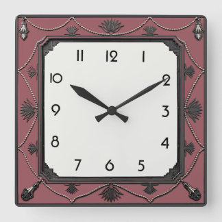 Reloj Cuadrado Art Deco Elegante Rosa