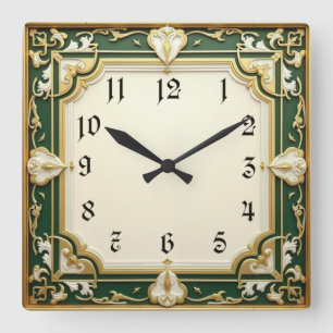 Reloj Cuadrado Art Deco Elegante Verde