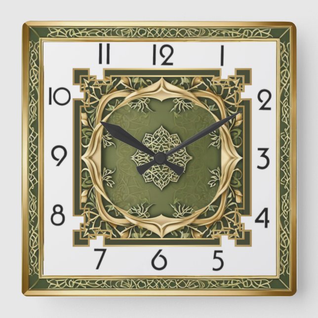 Reloj Cuadrado Art Deco Elegante Verde (Anverso)