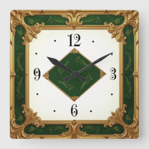 Reloj Cuadrado Art Deco Elegante Verde
