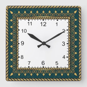 Reloj Cuadrado Art Deco Elegante Verde