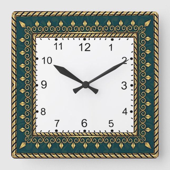 Reloj Cuadrado Art Deco Elegante Verde (Anverso)