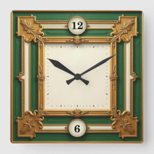 Reloj Cuadrado Art Deco Elegante Verde