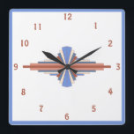 Reloj Cuadrado Art deco elements in rose gold & blue<br><div class="desc">A classic art deco style pattern created in rose gold palette and wedgewood blue</div>