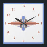 Reloj Cuadrado Art deco elements in rose gold & blue<br><div class="desc">A classic art deco style pattern created in rose gold palette and wedgewood blue</div>