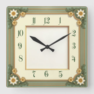 Reloj Cuadrado Art Deco Flower