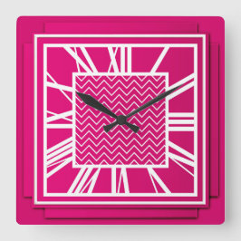 Reloj Cuadrado Art Decó, fucsia rosa