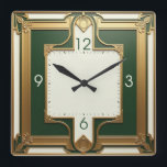 Reloj Cuadrado Art Deco Green<br><div class="desc">Gran diseño de reloj. Te encantará como a otros. Tenga la libertad de usar este diseño para otro producto que desee o para el personalizar y agregue su texto. Sígueme por más. Gracias. Que tengas un buen día.</div>