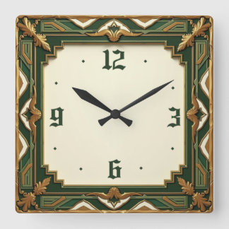 Reloj Cuadrado Art Deco Green